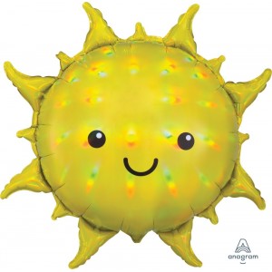 Гелиевый шар из фольги с голографическим блеском "Iridescent Sun", 68 x 68 см, надувается гелием, объём гелия 0.043 м3, iepakots