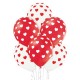 Сердечки – шары диаметром 30 см, 6 шт, пастель красные и белые с.одноцветным рисунком с 5-ти сторон шара.
