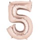 Ciparu formas balons "5" - rozā zelta krāsā, P50, iepakots, 58 x 86cm