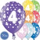 Шары на день рождения, с цифрами - ЧЕТВЁРКА - Металлик, 12"/30см, 50 шт., ассортимент цветов